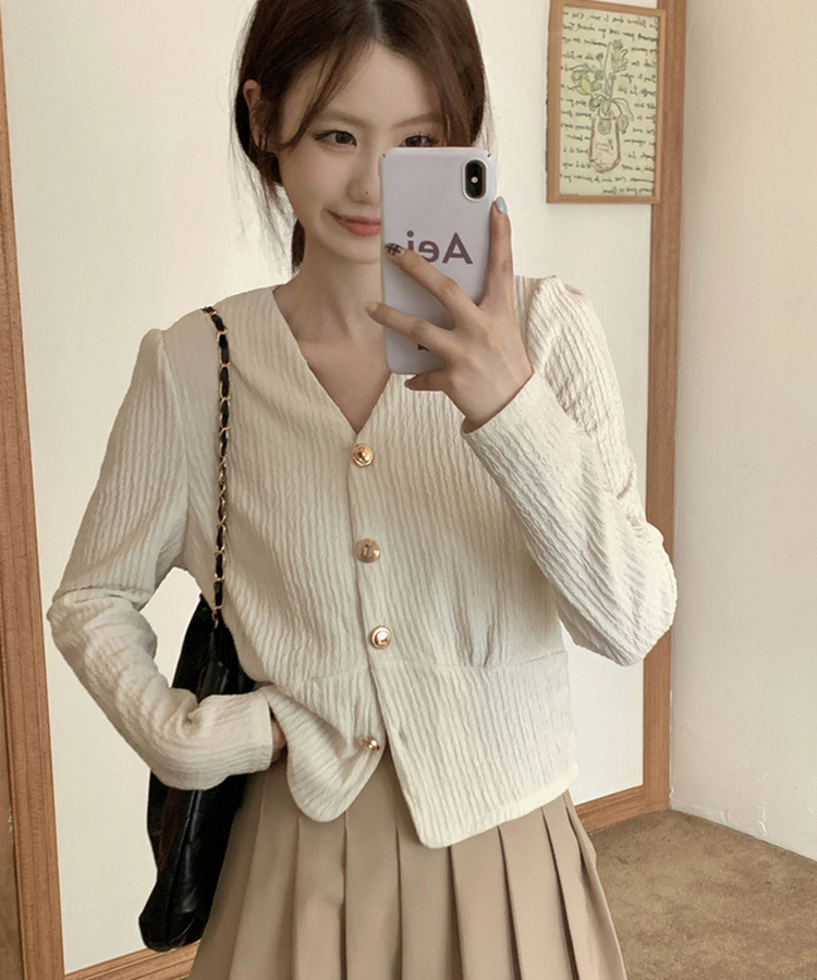 ゴールドボタンカーディガン IVORY