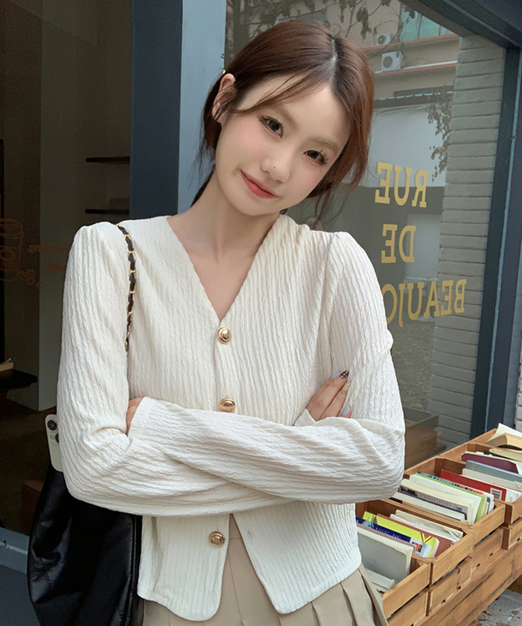 SGD28356 ゴールドボタンカーディガン カーディガン - gracelet