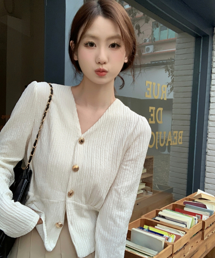 ゴールドボタンカーディガン IVORY