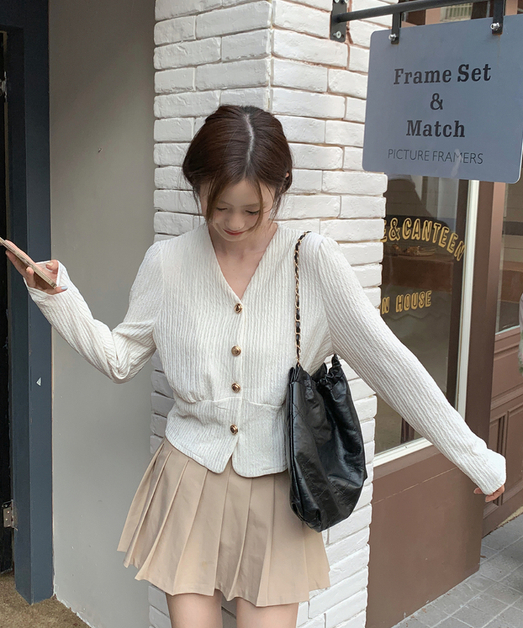 ゴールドボタンカーディガン IVORY