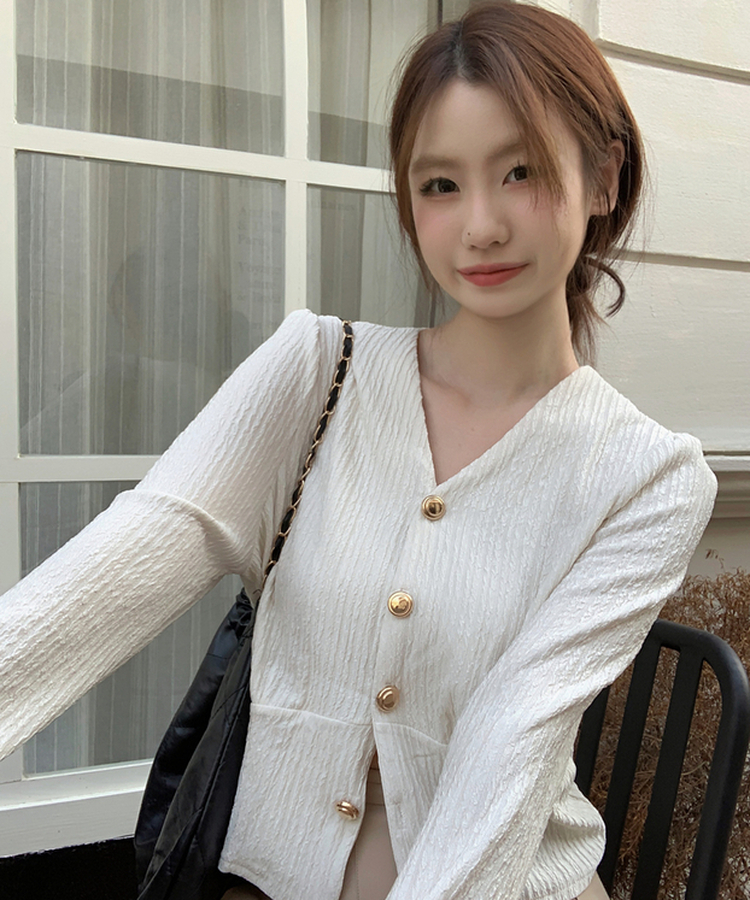 ゴールドボタンカーディガン IVORY