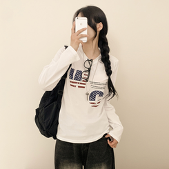 アメリカンセミクロップ長袖Tシャツ WHITE