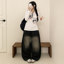 アメリカンセミクロップ長袖Tシャツ WHITE