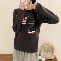 アメリカンセミクロップ長袖Tシャツ CHARCOAL