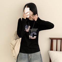 アメリカンセミクロップ長袖Tシャツ BLACK
