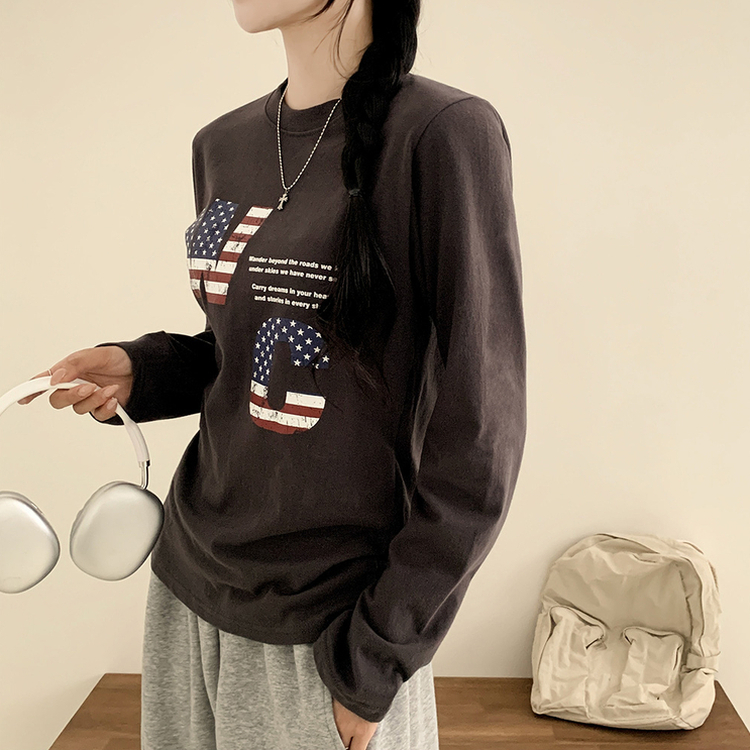 アメリカンセミクロップ長袖Tシャツ CHARCOAL