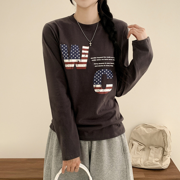 アメリカンセミクロップ長袖Tシャツ CHARCOAL