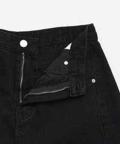 【丈別】スリットバンディングワイドデニムパンツ