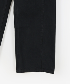 【丈別】スリットバンディングワイドデニムパンツ