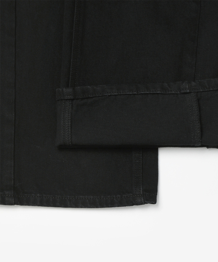 【丈別】スリットバンディングワイドデニムパンツ