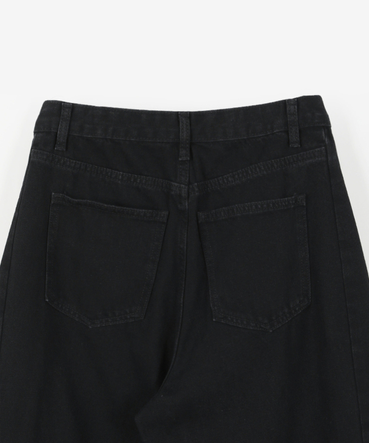 【丈別】スリットバンディングワイドデニムパンツ