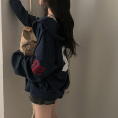 オーバーフィットフードジップアップ (5color) NAVY