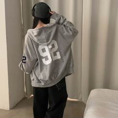 オーバーフィットフードジップアップ (5color) MELANGE GRAY