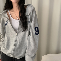 オーバーフィットフードジップアップ (5color) MELANGE GRAY