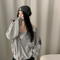 オーバーフィットフードジップアップ (5color) MELANGE GRAY