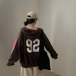 オーバーフィットフードジップアップ (5color) BROWN