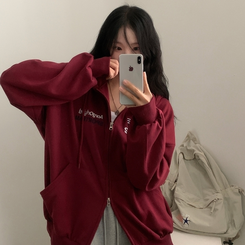 オーバーフィットフードジップアップ (5color) RED