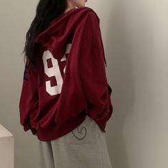 オーバーフィットフードジップアップ (5color) RED