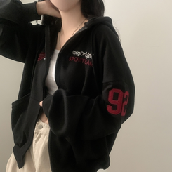 オーバーフィットフードジップアップ (5color) BLACK