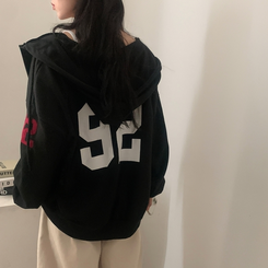 オーバーフィットフードジップアップ (5color) BLACK