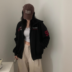 オーバーフィットフードジップアップ (5color) BLACK