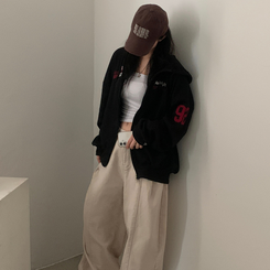 オーバーフィットフードジップアップ (5color) BLACK