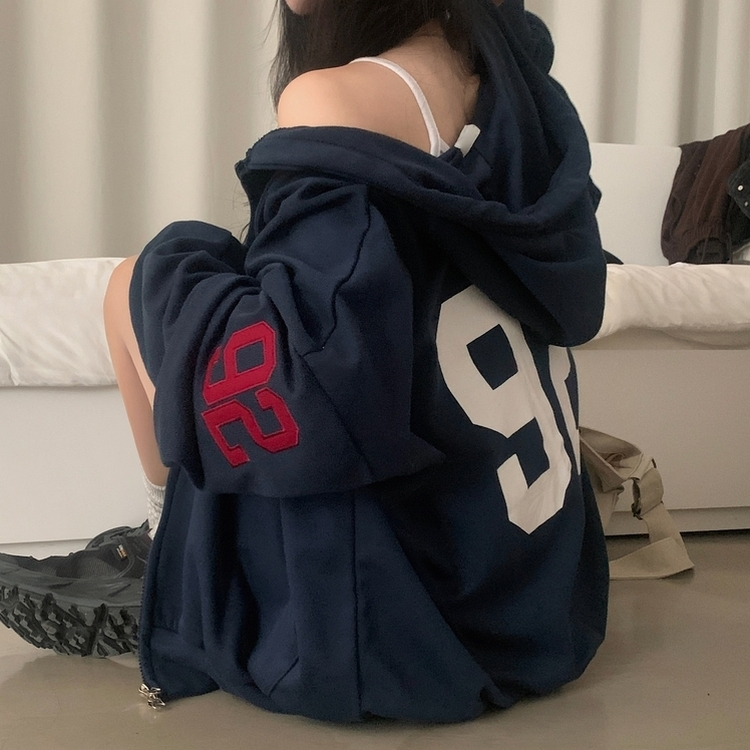 オーバーフィットフードジップアップ (5color) NAVY