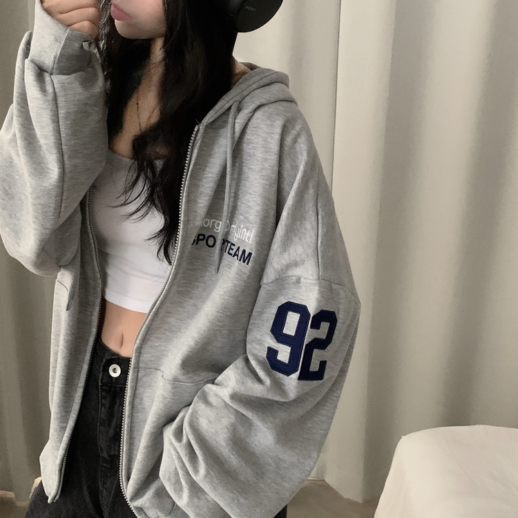 オーバーフィットフードジップアップ (5color) MELANGE GRAY