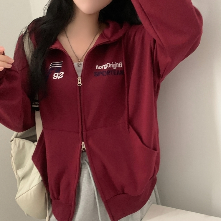 オーバーフィットフードジップアップ (5color) RED