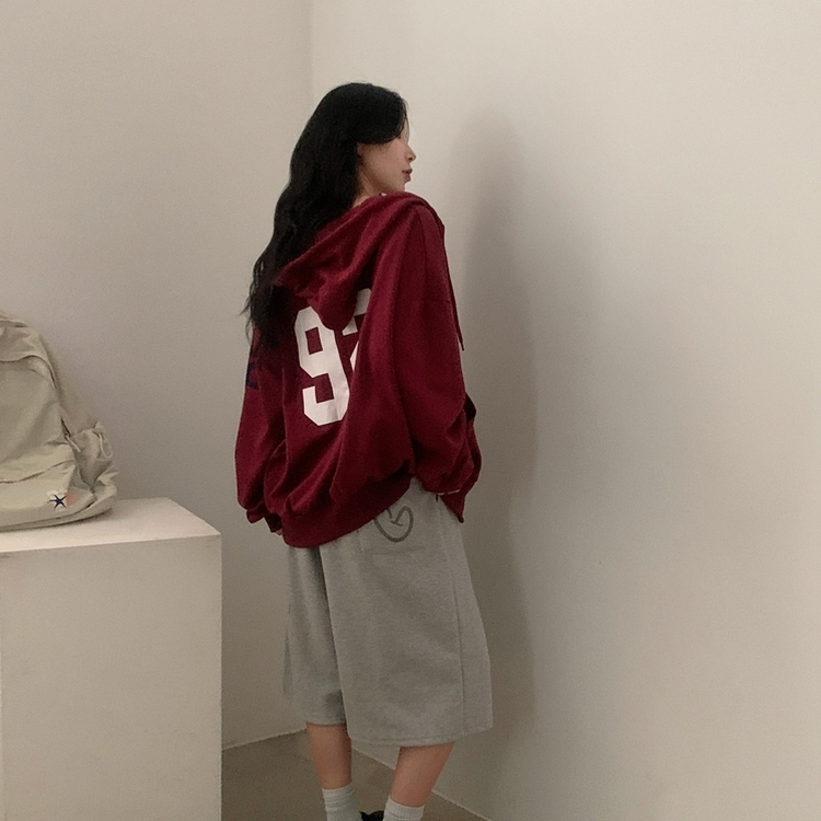 オーバーフィットフードジップアップ (5color) RED