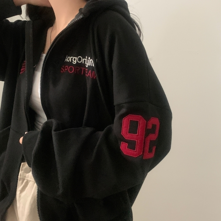 オーバーフィットフードジップアップ (5color) BLACK