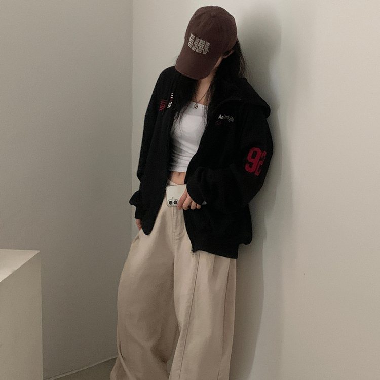 オーバーフィットフードジップアップ (5color) BLACK