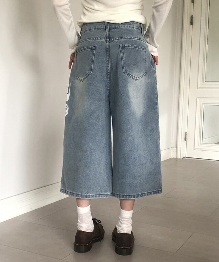 SPS35932 プリントデニムバミューダパンツ ショートパンツ