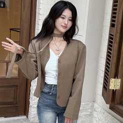 タイSET】Vネックノーカラージャケット｜ジャケット｜韓国ファッション