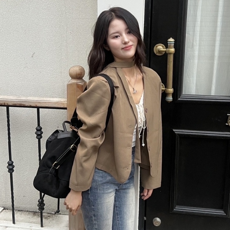 タイSET】Vネックノーカラージャケット｜ジャケット｜韓国ファッション