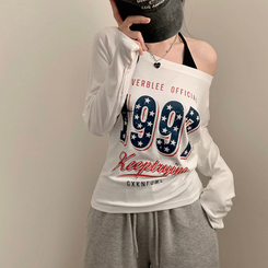 1997 가을 긴팔 원숄더 오프숄더 긴팔티 화이트