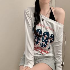 1997 가을 긴팔 원숄더 오프숄더 긴팔티 화이트