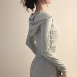 フードレイヤード長袖Tシャツ(5color) GREY