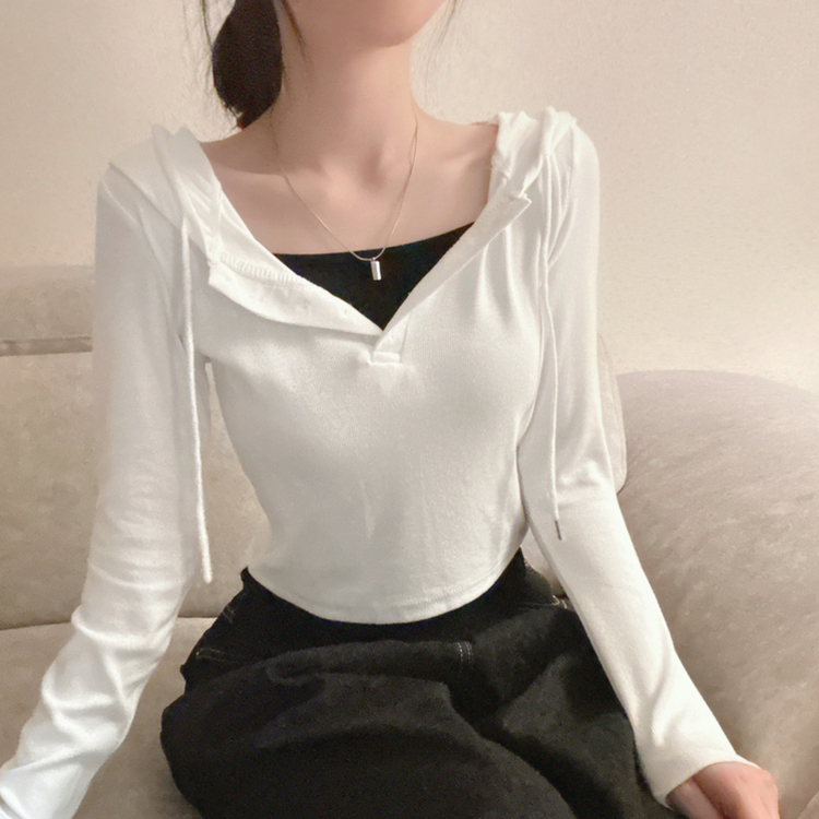 フードレイヤード長袖Tシャツ(5color) IVORY