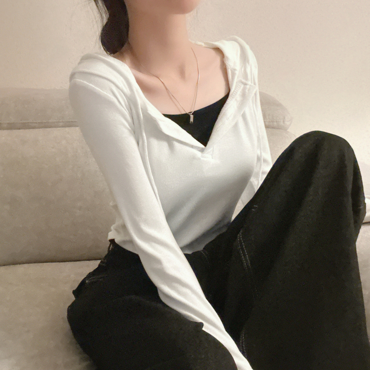 フードレイヤード長袖Tシャツ(5color) IVORY