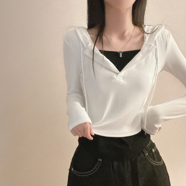 フードレイヤード長袖Tシャツ(5color) IVORY