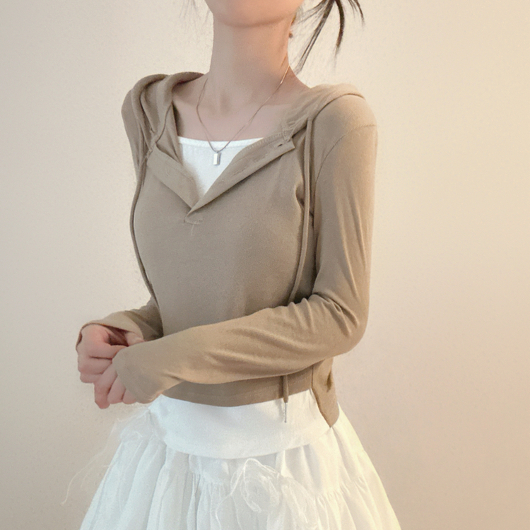 フードレイヤード長袖Tシャツ(5color) BEIGE