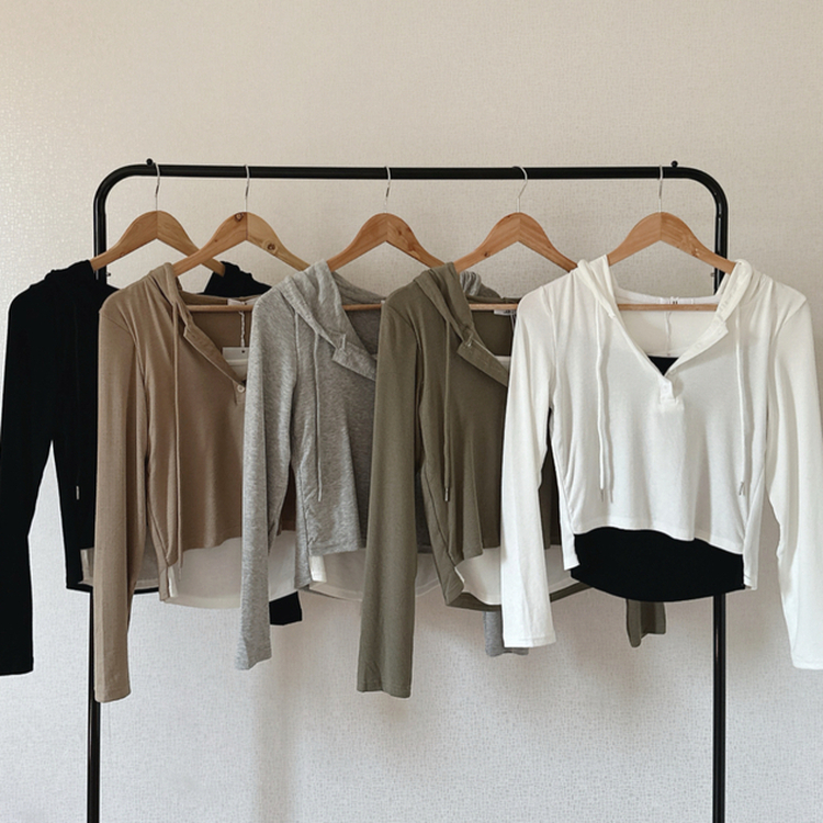 フードレイヤード長袖Tシャツ(5color)