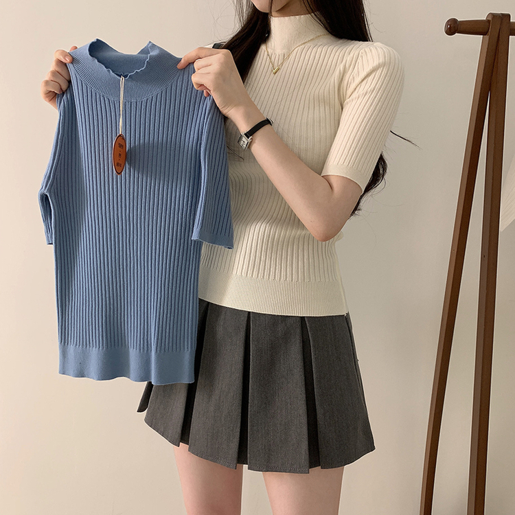 me グラフィックプリーツタートルネック 半袖 楽天市場】ハイネック 半袖カットソー プリーツ レディース 春