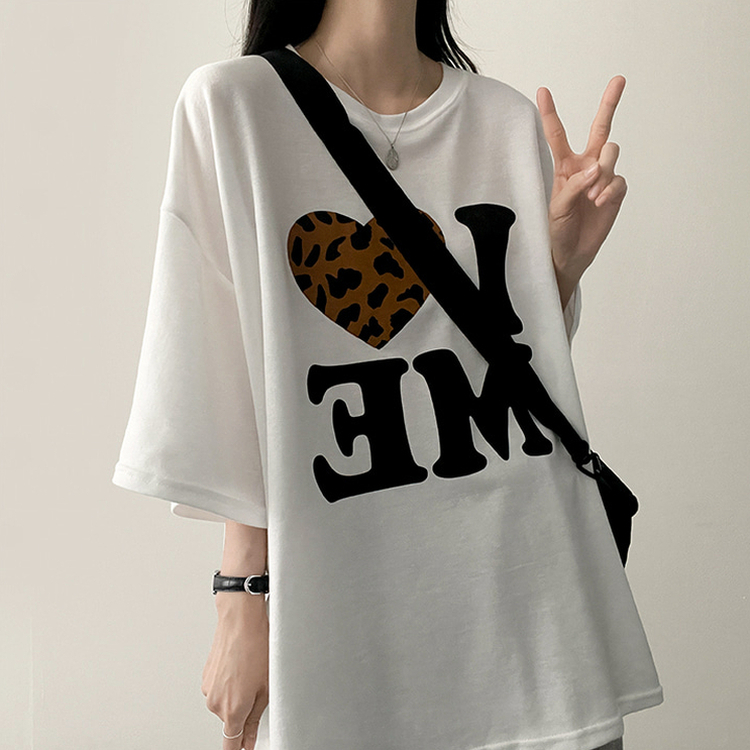 ラブレオパードハート半袖Tシャツ｜半袖Tシャツ｜韓国ファッション通販