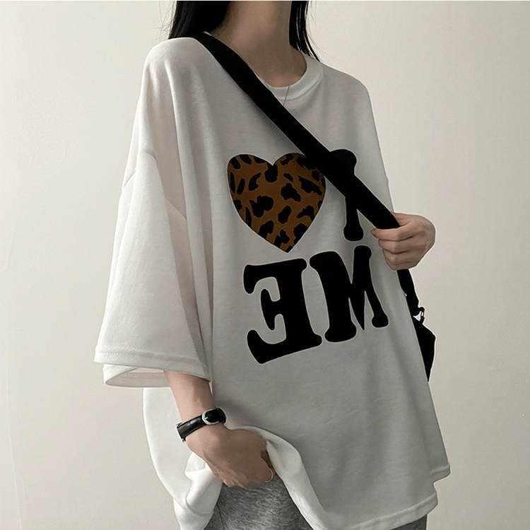 ラブレオパードハート半袖Tシャツ｜半袖Tシャツ｜韓国ファッション通販