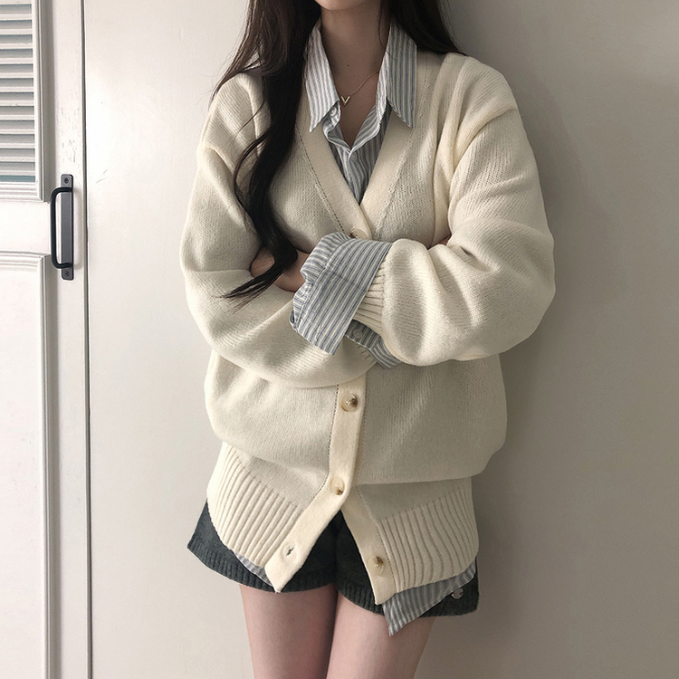 Vネックルーズニットカーディガン｜カーディガン｜韓国ファッション