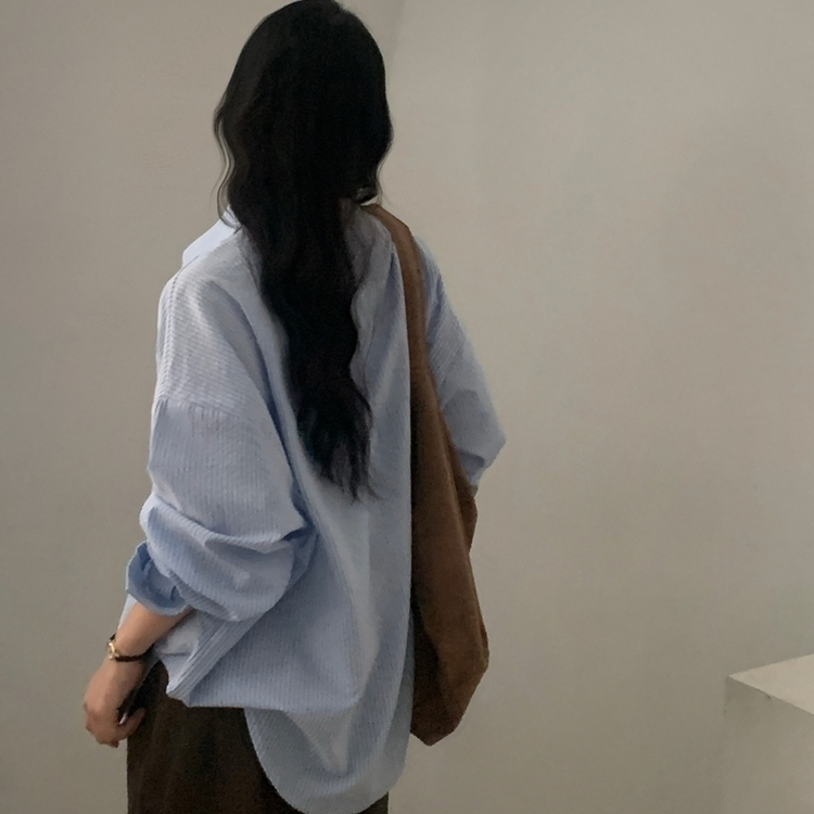 얼그레이 오버핏 스트라이프 셔츠 남방 소라