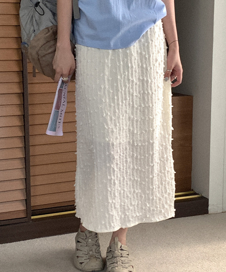 ポップコーンロングスカート CREAM