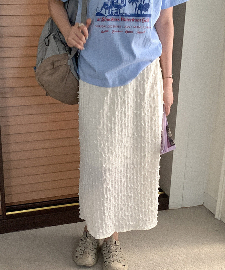 ポップコーンロングスカート CREAM